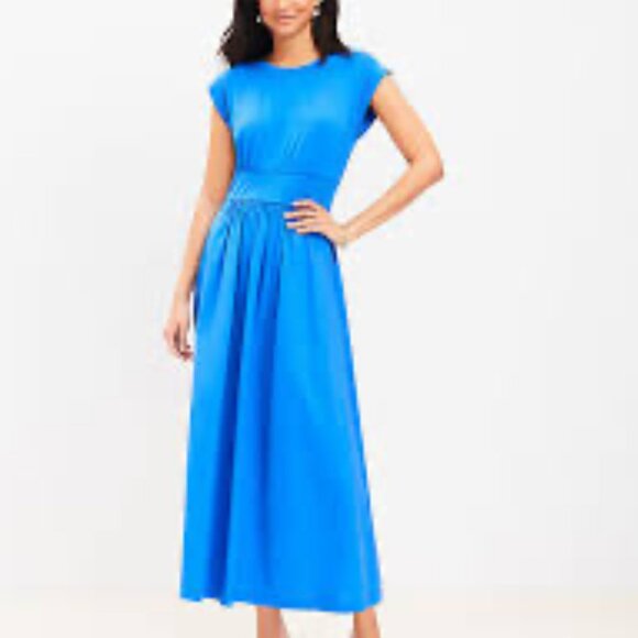 LOFT Blue Jersey Knit Maxi Dress XL Cotton T-Shirt Style 55” Length - Picture 1 of 7